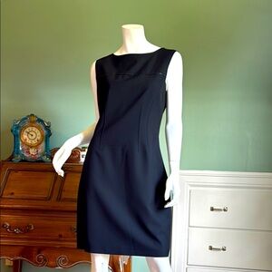 Tahari Blue Sleeveless Sheath Midi Dress